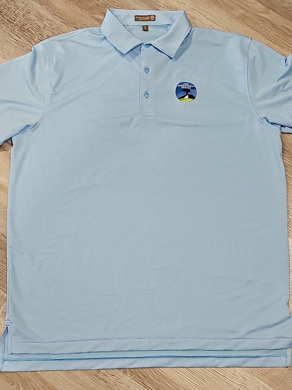 Peter Millar Men’s Light Blue Polo Shirt with Pebble Beach Embroidery